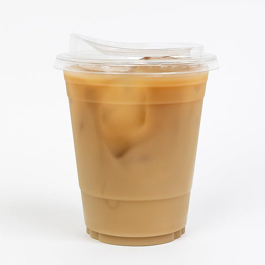 DHG Professional 50 Sets Clear Plastic Cups with Strawless Sip Lids for Iced coffee tea juice | Plastic Cups and Sip Through Lids | Clear Plastic Disposable Party Cups (20oz Cups and Lids)
