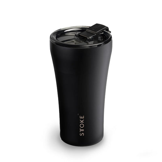 Sttoke Leakproof Ceramic Reusable Coffee Cup 12 oz - Luxe Black
