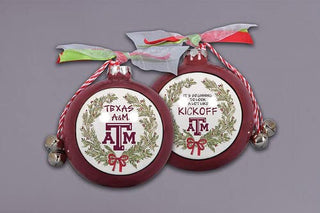 Magnolia Lane Hanging Ornament, 3.5" Diameter, Maroon, White, Traditional Holida