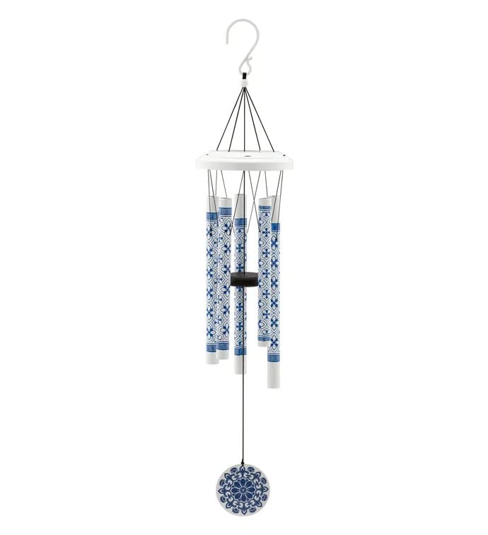 Napco Medallion Design Blue 35 x 5 Metal Wind Chime