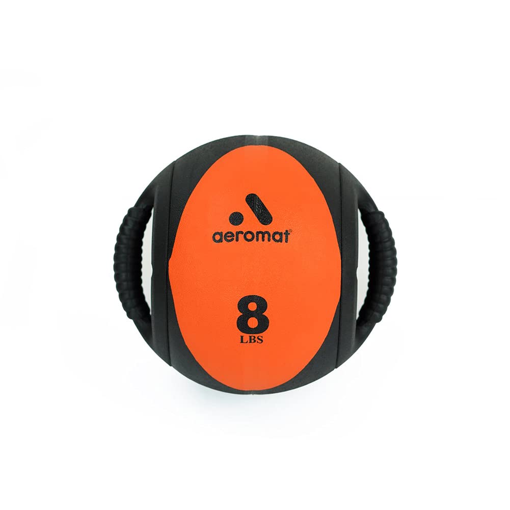 AGM Group Aeromat Dual Grip Power Medicine Ball, 9cm/8-Pound,Black/Orange