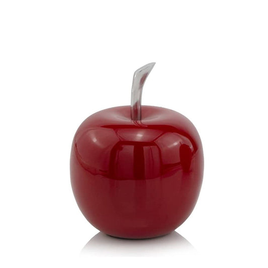 Modern Day Accents 3962 SM Red Small Manzano Rojo, Apple, Fruit, Tabletop, Accents, Transitional, Teacher, School, Dcor, Desk, Silver Stem, Aluminum, L x 4.5" W x 6" H