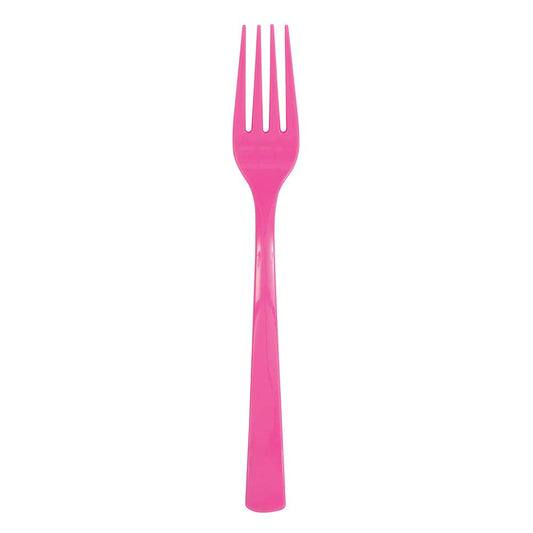 Unique Industries 39491 Hot Pink Solid Plastic Forks, 18 Count