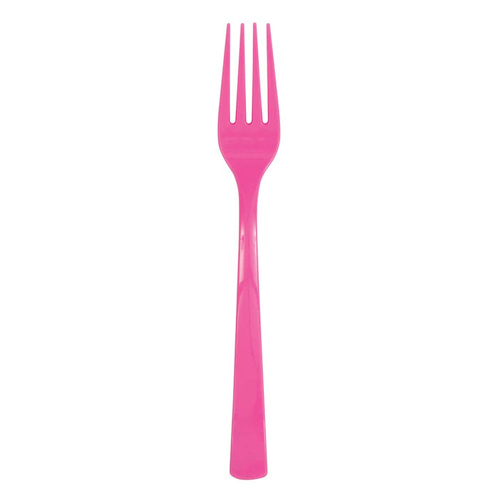 Unique Industries 39491 Hot Pink Solid Plastic Forks, 18 Count
