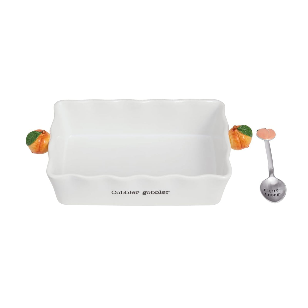 Mud Pie Baking Pan, baker 6" x 9 1/2" | spoon 6", Orange