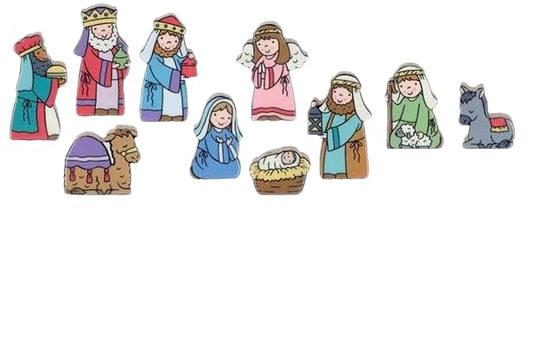 burton+BURTON Child Like Nativity Table Scene Figurine, Set of 10, Holiday Season Decoration