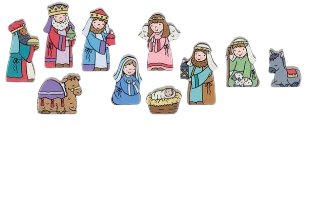 burton+BURTON Child Like Nativity Table Scene Figurine, Set of 10, Holiday Season Decoration
