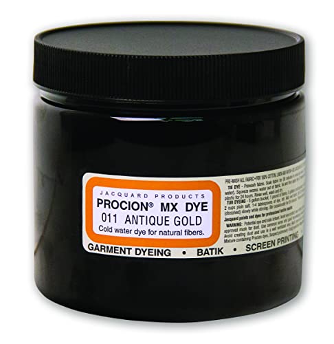 Jacquard Procion Mx Dye - Undisputed King of Tie Dye Powder - Antique Gold - 8oz Net Wt - Cold Water Fiber Reactive Dye Made in USA