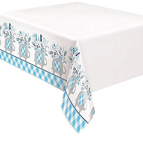 Floral Elephant Plastic Table Cover I Rectangular I Blue I 1 Pc.