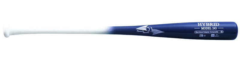 BAMBOOBAT by Pinnacle Sports Equipment INC. Adult Maple/Bamboo Hybrid Baseball Bat, White Handle/Navy Barrel 243 End Loaded, 34"
