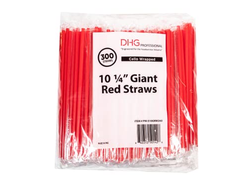 10-1/4 Inch Plastic Drinking Straw 7.5mm Pack of 300 Counts Red Plastic Straw