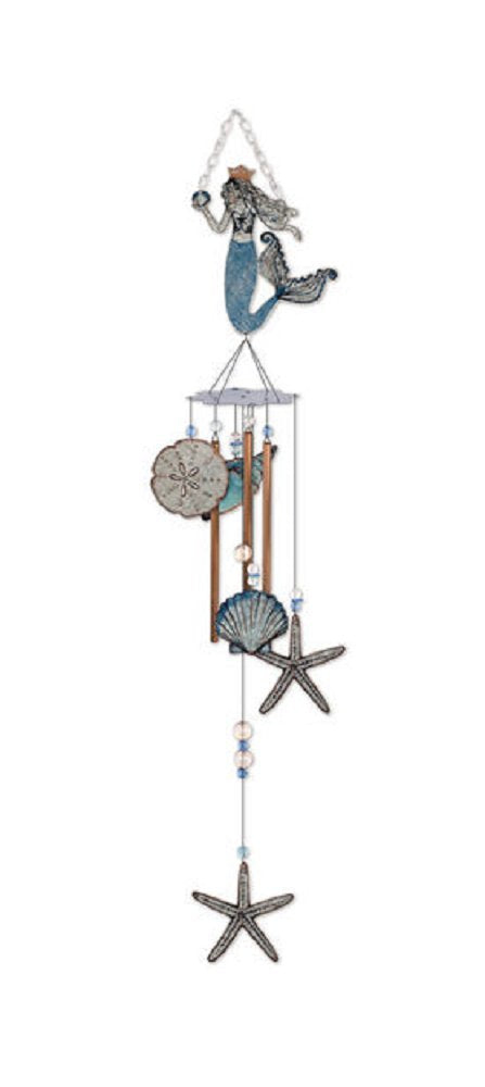 Sunset Vista Designs 92453 Mermaid Metal Wind Chime, Seashells