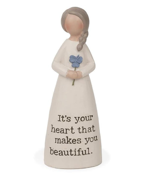Blossom Bucket Figurine, 4.25 inches, White