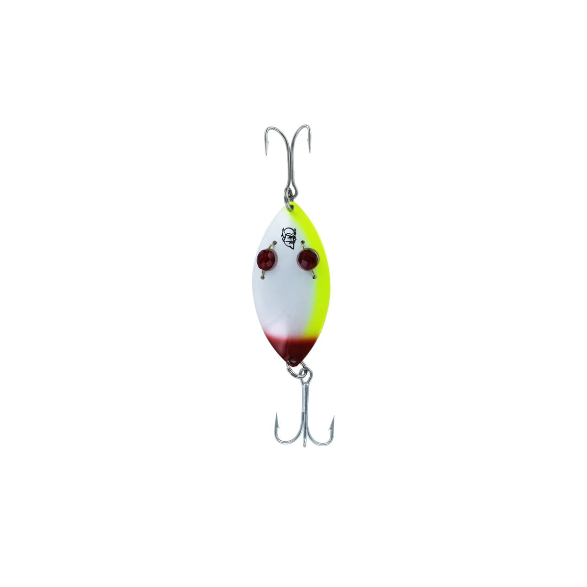 Dardevle Fishing Hook, 3", Pearl Chartreuse /Red