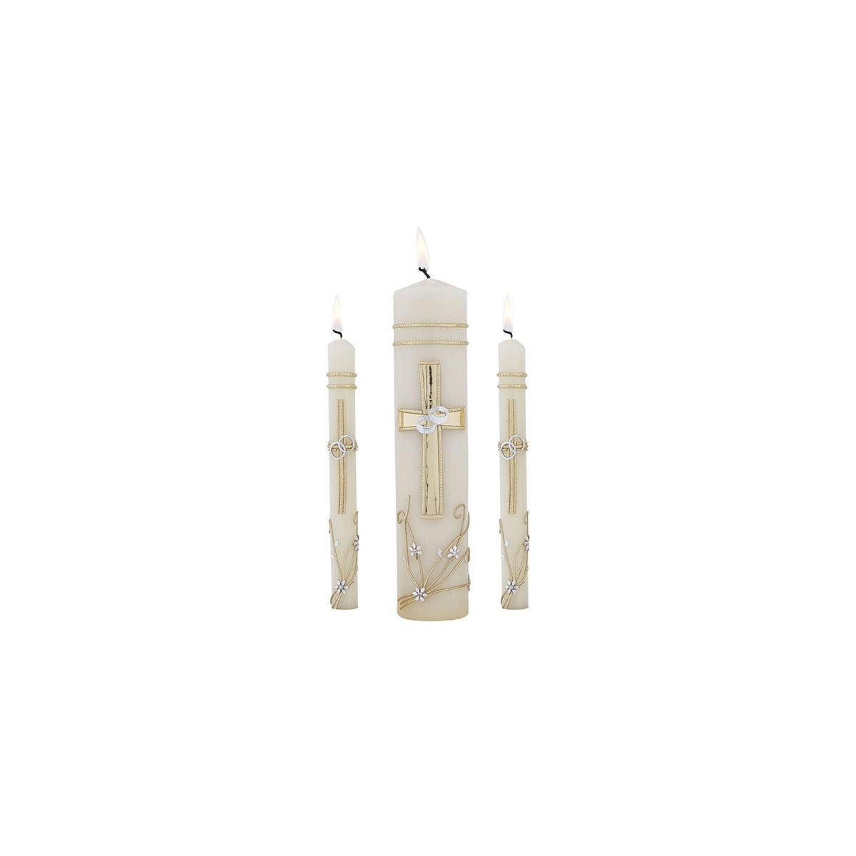 CB Church Supply Candle, Set of 3, Ornate Cross