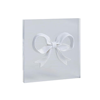 Mud Pie Decorative Signage, 5" x 5", White Thin Bow