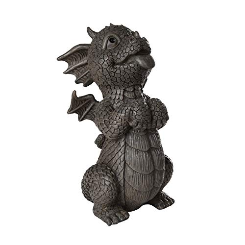 Pacific Trading Giftware Garden Dragon Good Dragon Panting Dragon Garden Display Decorative Accent Sculpture Stone Finish 10 Inch Tall