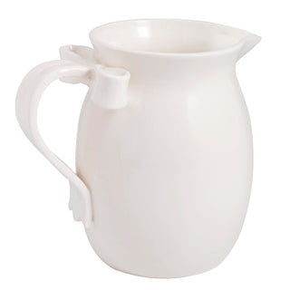 Mud Pie Stoneware White Bow Pitcher