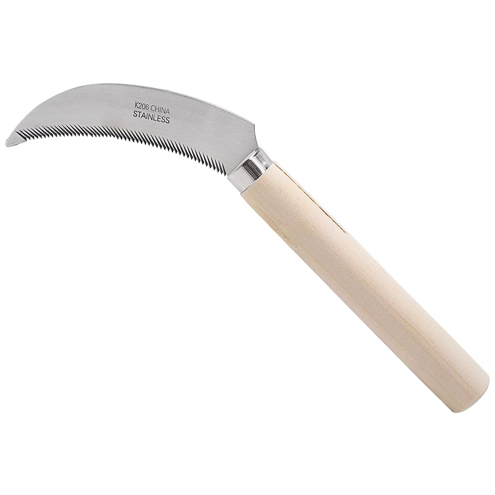 Zenport K206 Stainless Steel Sickle with Wood Handle, 4.3-Inch Blade