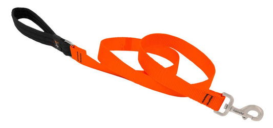 Lupine Pet Dog Leash by Lupine in 1" Wide Blaze Orange 6-Foot Long with Padded Handle