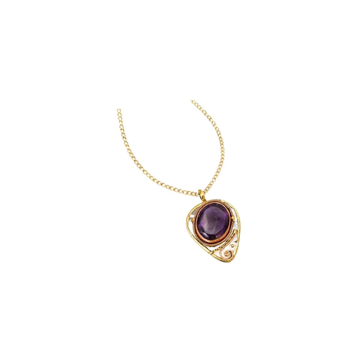 Anju Necklace, Amethyst, Brass,Traditional