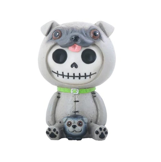 Pacific Trading SUMMIT COLLECTION Furrybones Pugsly Signature Skeleton in Pug Dog Costume with a Little Dog
