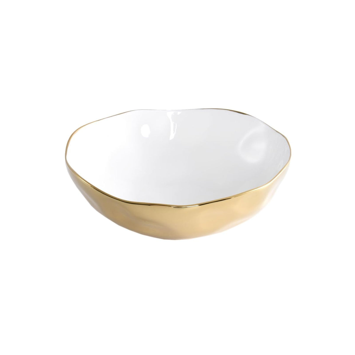 Pampa Bay Dishware Bowl, 12 x 4.25 Inch, Gold Tone/White