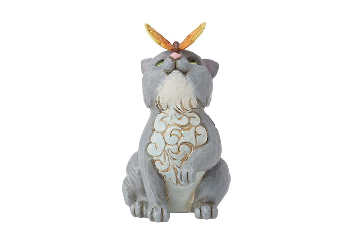 Enesco Jim Shore Heartwood Creek Nature's Meadow Cat with Butterfly Miniature Figurine- Stone Resin Hand Crafted Collectible Mini Figurines Home Decor Statue, 3.25 Inch