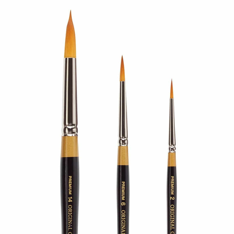 KINGART Original Gold® 9430 Series, Golden Taklon Round Floral Petal Artist Brush (3 Pack)