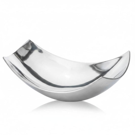 Modern Day Accents Standing Red Pencil Cucha Large Scoop Silver, Shiny Bowl, Aluminum, Modern, Tabletop, Accent Piece, Home or Office, Decor, 17.25" L x 9.75" W x 5.5" H
