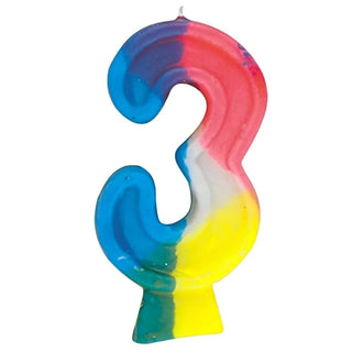 Rainbow Number 3 Birthday Candle, 1 Ct.
