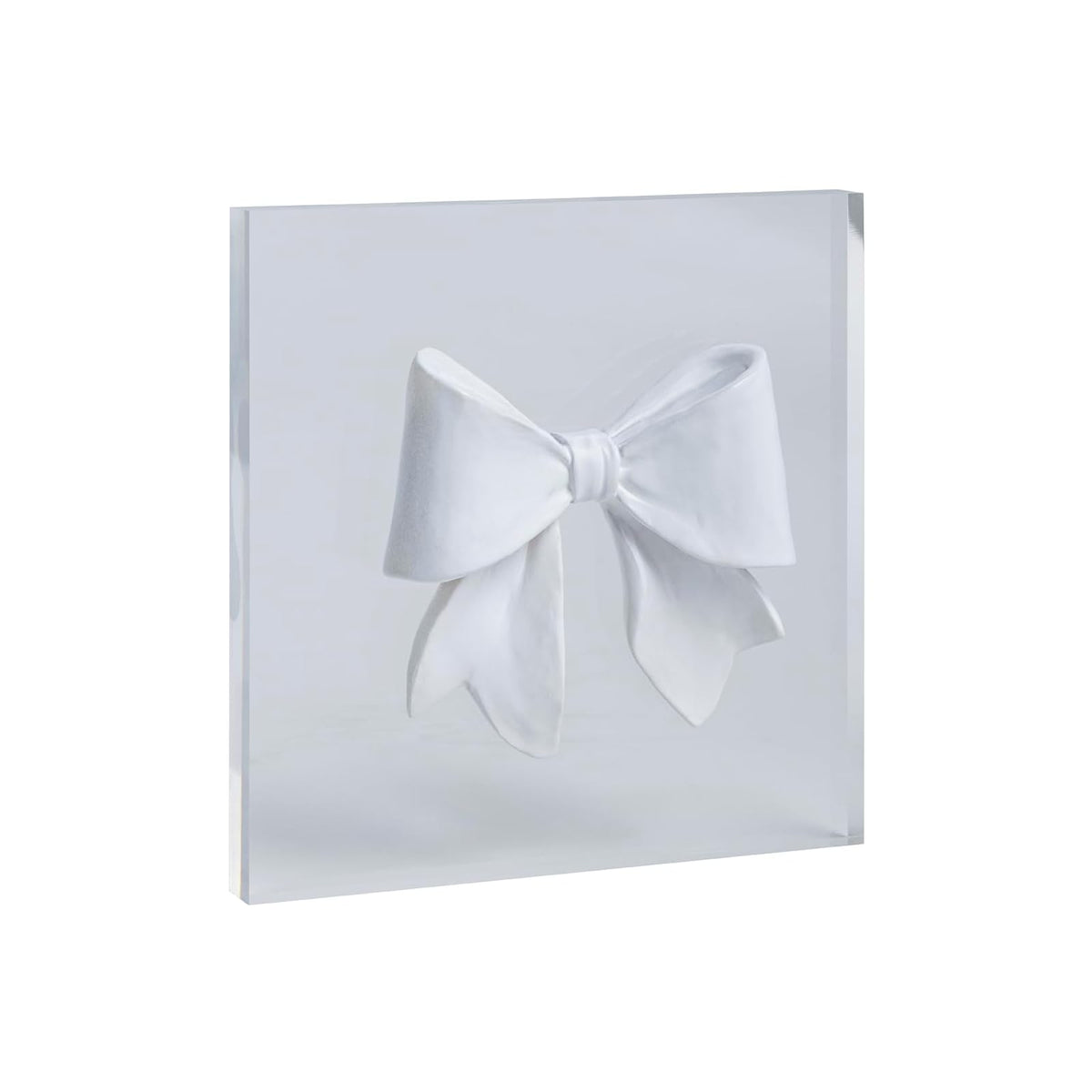 Mud Pie Decorative Signage, 5" x 5", White Chunky Bow