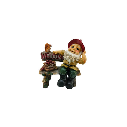 Comfy Hour Dwarf Welcome Sign Statue for Garden Decoration, Outdoor, Spring in Garden Collection