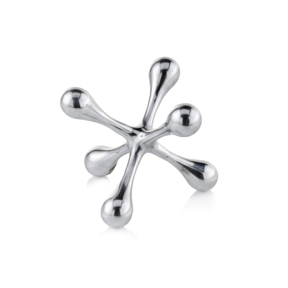 Modern Day Accents Cantillo Small Decorative Jack, Silver, Aluminum, Games, Tabletop, Centerpiece, Home, Office, Desk, Sculpture, Figurine, 5" x 5" x 4"