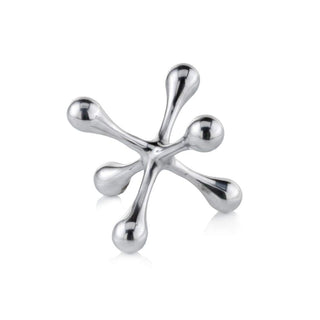 Modern Day Accents Cantillo Small Decorative Jack, Silver, Aluminum, Games, Tabletop, Centerpiece, Home, Office, Desk, Sculpture, Figurine, 5" x 5" x 4"