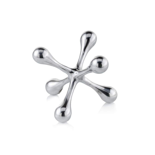 Modern Day Accents Cantillo Small Decorative Jack, Silver, Aluminum, Games, Tabletop, Centerpiece, Home, Office, Desk, Sculpture, Figurine, 5" x 5" x 4"