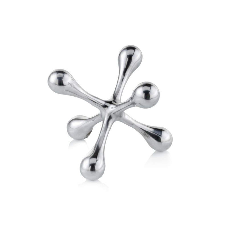 Modern Day Accents Cantillo Small Decorative Jack, Silver, Aluminum, Games, Tabletop, Centerpiece, Home, Office, Desk, Sculpture, Figurine, 5" x 5" x 4"