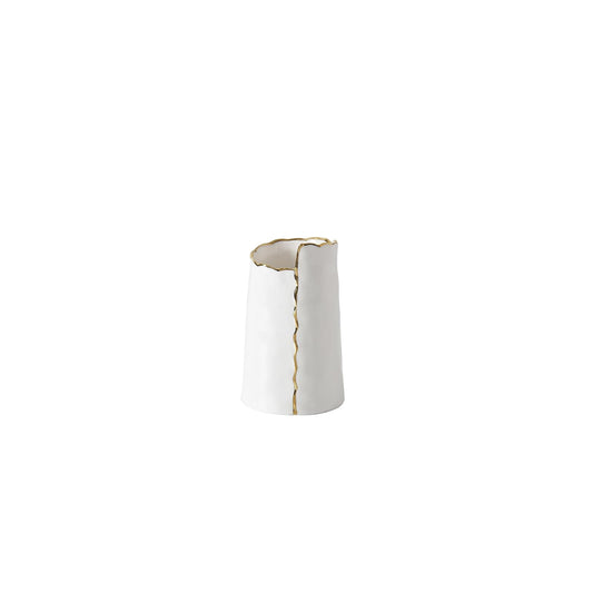 Pampa Bay Vase, Small, White&Gold