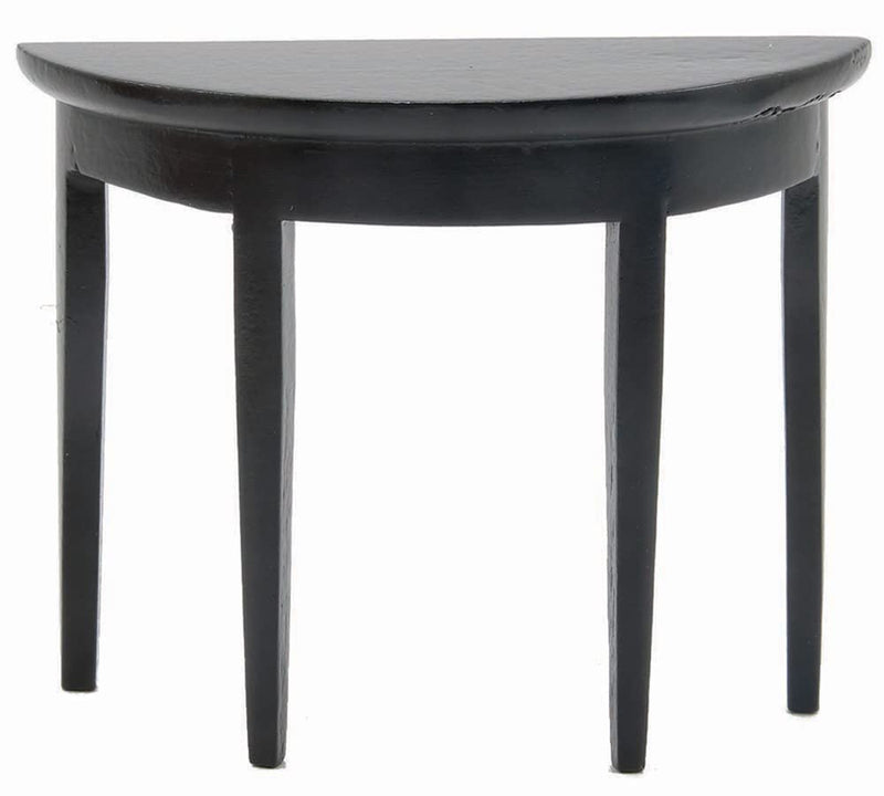 Dollhouse Miniature Half Round Side Table (Black)