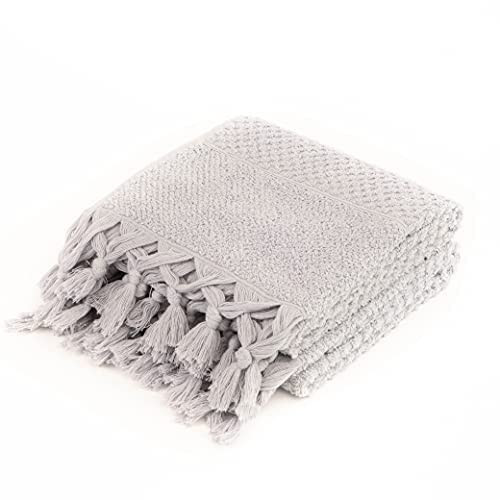 100% Cotton Organic Turkish Luxury Towels for Bathroom | Oversized | Soft, Higly Absorbent, Quick Dry and Odor Resistant | Machine Washable (Bluish Gray, Set of 2 Hand Towels)