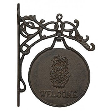 Upper Deck INsideOUT Iron Pineapple Welcome Plaque Swivels on Bracket