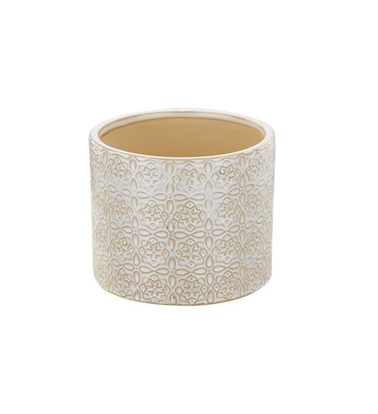 6" White Laser Cylinder Planter