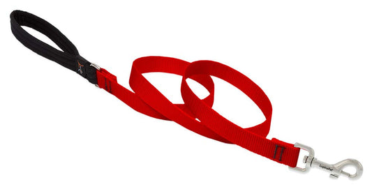 Lupine Pet Dog Leash by Lupine in 3/4" Wide Red 6-Foot Long with Padded Handle