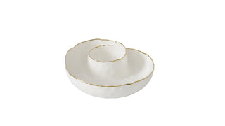 Pampa Bay Dishware Plate, 9 × 9 × 2 in, White and Gold