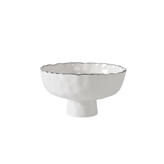 Pampa Bay Dishware Bowl, Medium, White and Silver