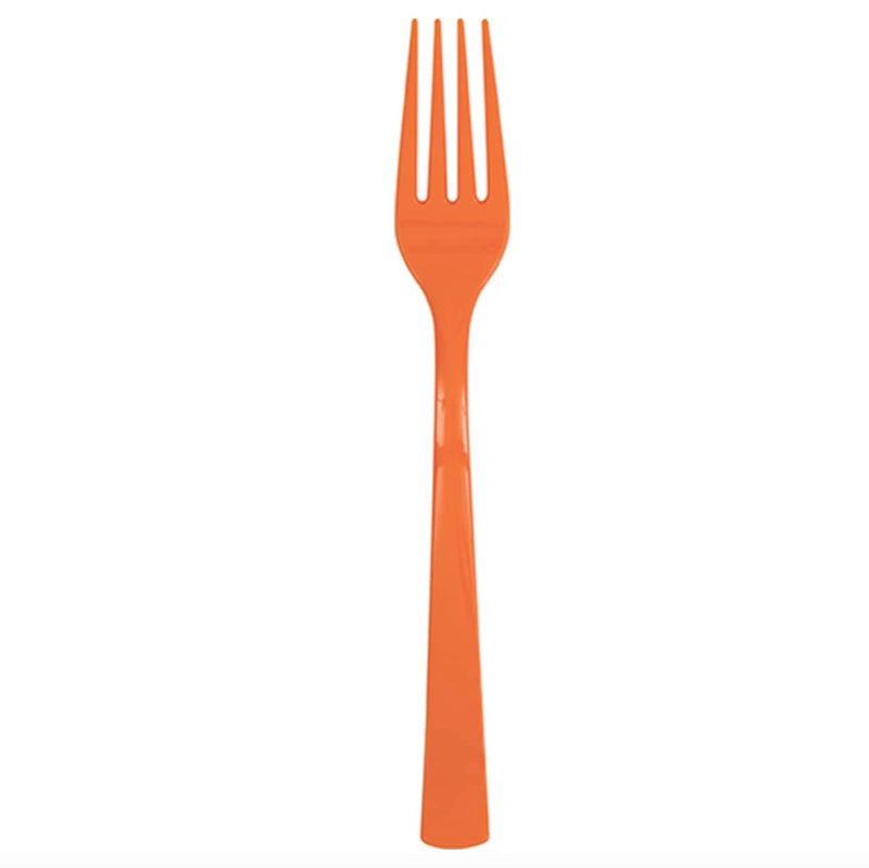 Unique Industries 39501 Pumpkin Orange Solid Plastic Forks, 18 Count