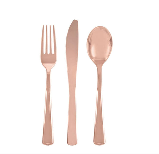 Unique Industries Unique Rose Gold Assorted Plastic Cutlery - 18 Pcs