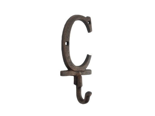 Hampton Iron HANDCRAFTED NAUTICAL D‚Äö√†√∂‚àö¬¢COR Rustic Copper Cast Iron Letter C Alphabet Wall Hook 6"