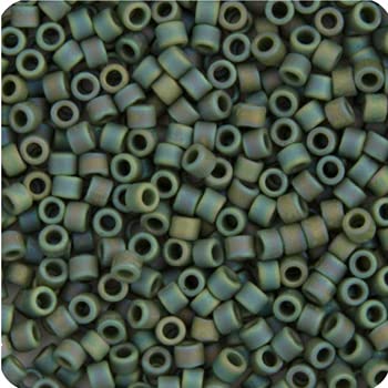 John Bead Craft Bead, Size: 11, Green Avocado Opaque AB Matte