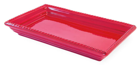 Boston International October Hill Ceramic Guest Towel Caddy/Tray, Red